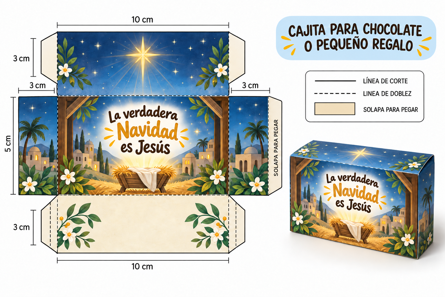 Cajita cristiana para chocolates de Navidad
