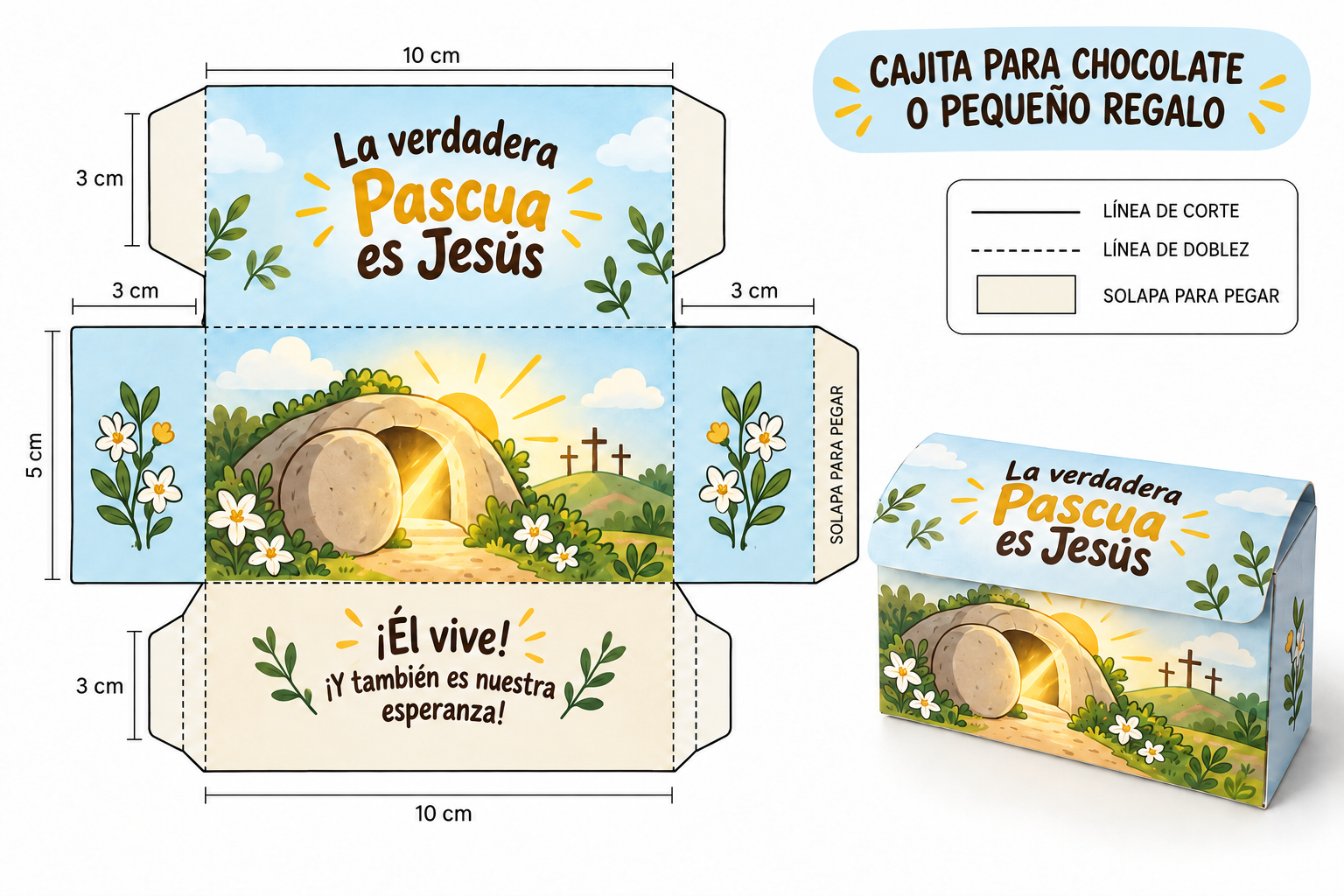 Cajita cristiana para chocolates de Pascua
